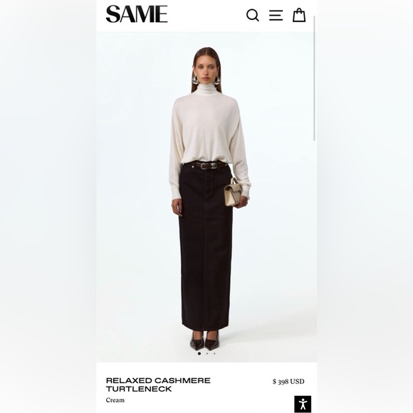 SAME RELAXED CASHMERE TURTLENECKCream